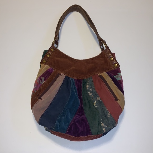 Lucky Brand Multicoloured Boho Leather and Textile Patchwork Hobo Purse - Picture 3 of 8